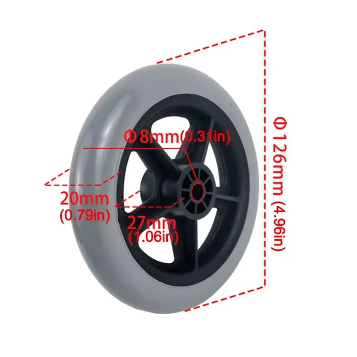 Roue de remplacement pour fauteuil roulant, roue avant de 5 pouces, antidérapante, résistante à l'us