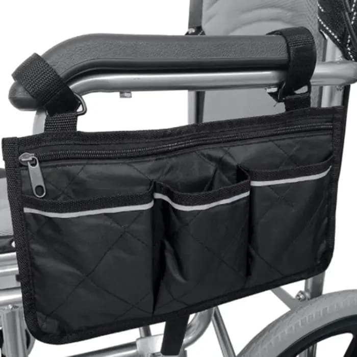 Sac d'accoudoir latéral pour fauteuil roulant, bande réfléchissante, sac de rangement et de suspensi