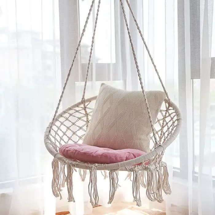 Chaise pivotante d'affrontement hamac, chaises pivotantes en ULde coton avec coussin et kits de quin