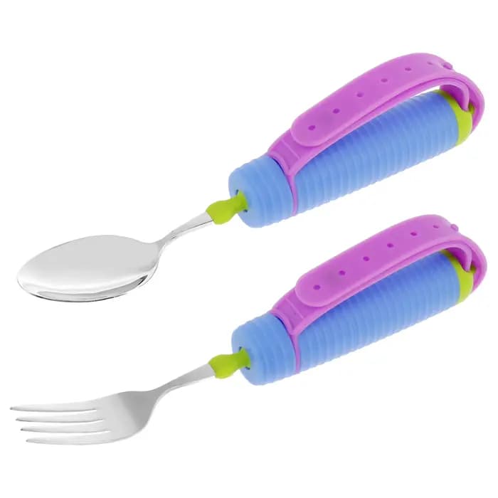 2 pièces d'ustensiles adaptés aux personnes âgées, ustensiles améliorés, cuillère antidérapante, fou