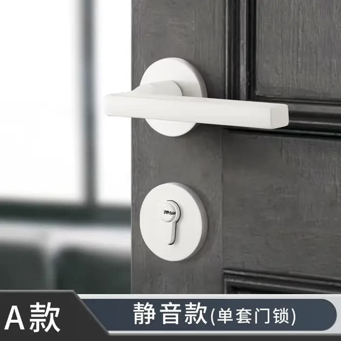 Serrure de porte de chambre blanche, serrure fendue silencieuse, serrure de poignée de porte en bois