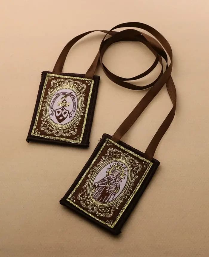 Catolicos-Collier Lady of Mount Carmel, Médaille Scapulaire, Coeur Imsonulé Escapularios, Marron, Ca
