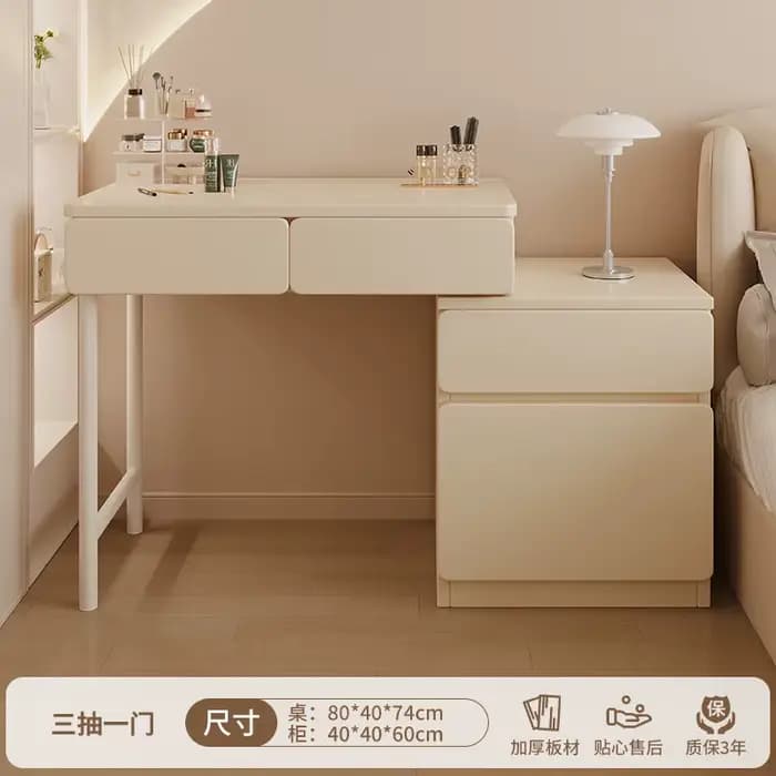 Coiffeuse moderne avec miroir de maquillage, table de chevet élégante, table de rangement en bois, m