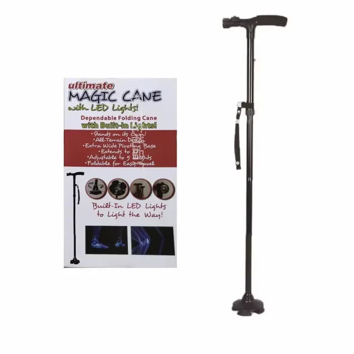 Canne de marche pliante avec lumière LED, réglable, légère, pliable, antidérapante, béquille pour pe