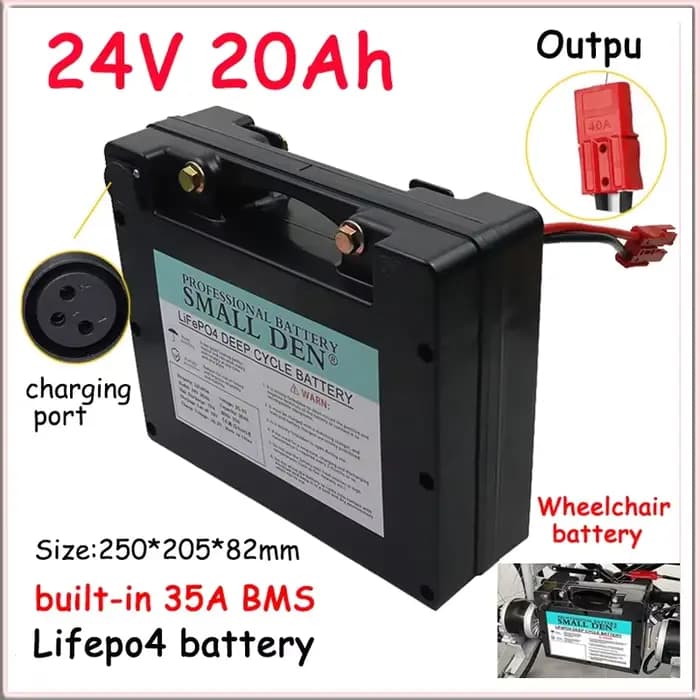 Batterie spécifique pour fauteuil roulant électrique Lifepo4 24V 20Ah 30Ah 45Ah, 8000 cycles, adapté