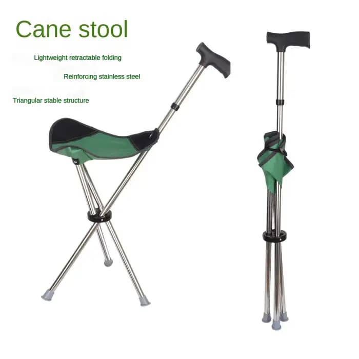 Canne-trépied réglable et pliable, chaise de marche, bâton de marche, anti-basculement, antidérapant
