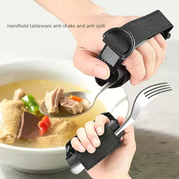 Ustensile d'aide, support de manchette, sangle élastique, aide à l'alimentation, Anti-secouement, cu