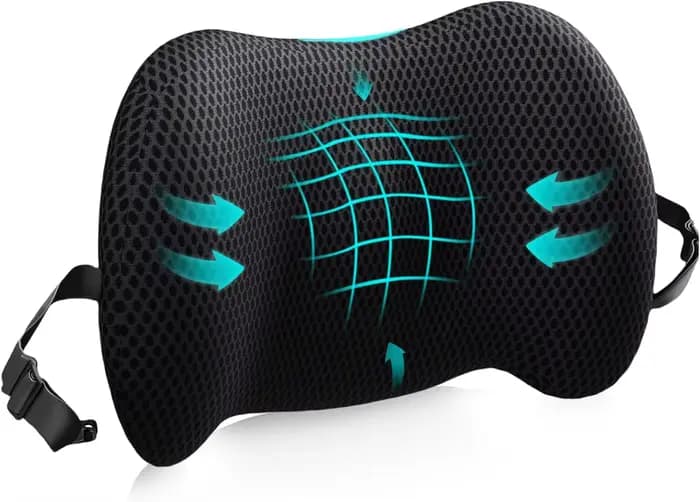 Coussin de soutien lombaire ergonomique avec sangles réglables, coussin dorsal confortable pour chai