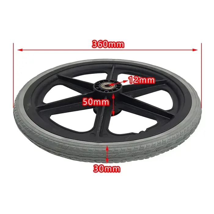 Pneu plein de haute qualité 16x1.75 avec moyeu pour accessoires médicaux arrière de fauteuil roulant