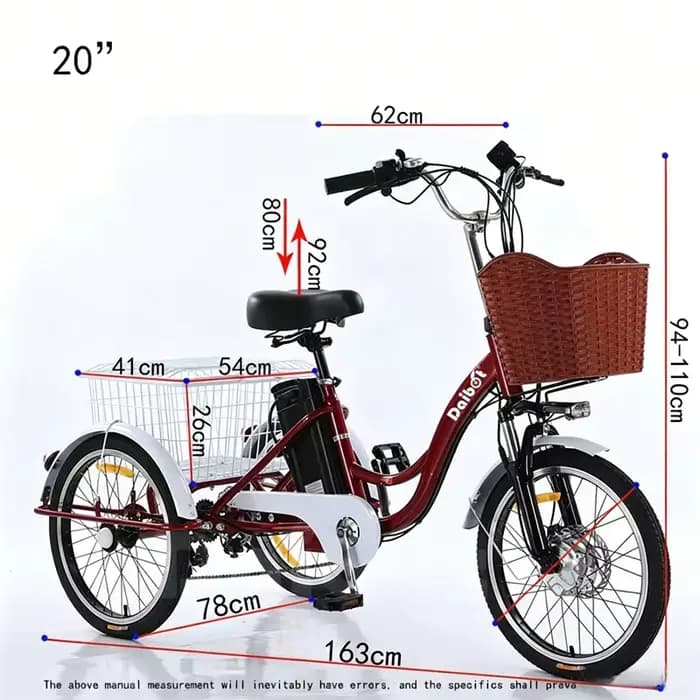 Tricycle électrique adulte à 3 roues