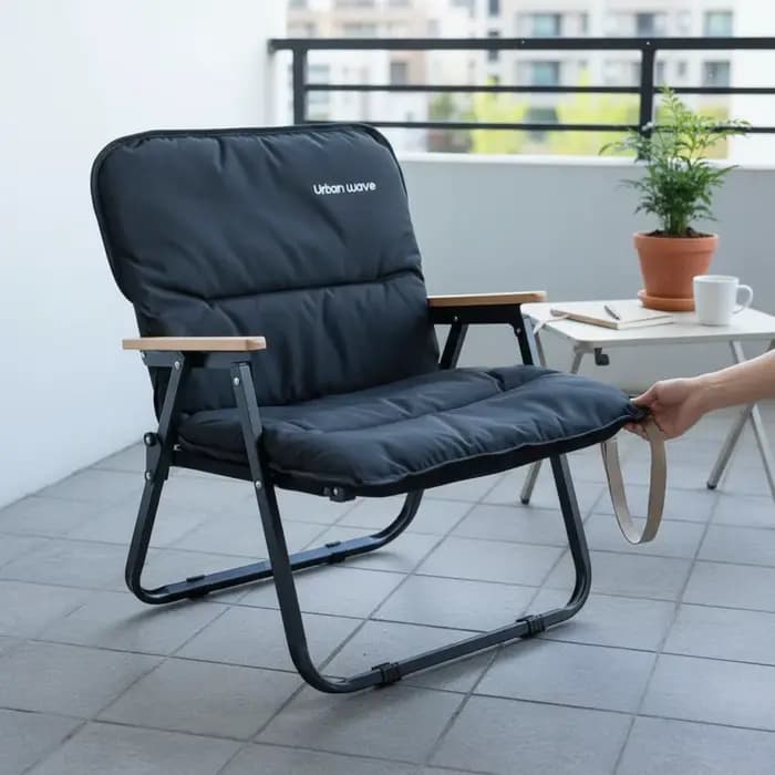 Chaise longue pliante portable pour le camping, mobilier d'extérieur facile à transporter, structure robuste pour le camping et les marchés.