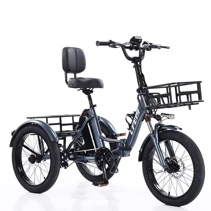 Tricycle électrique adulte Mini voiture véhicule cargo pliable 48V 350W 3 roues vélo