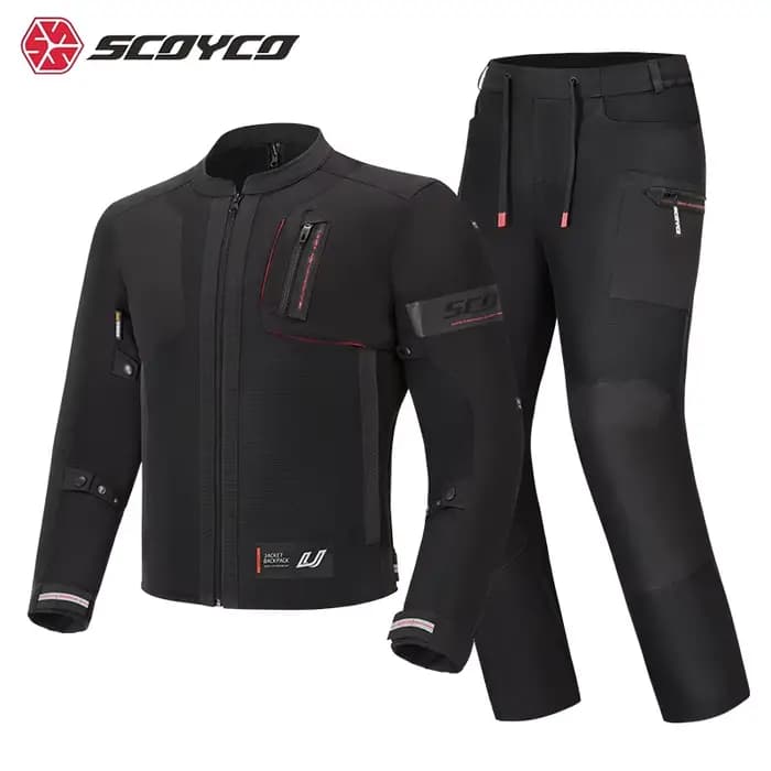 Veste et pantalon de moto SCOYCO, veste multifonctionnelle transformable en sac à dos, veste pour homme, été, respirante, légère, CE, anti-chute