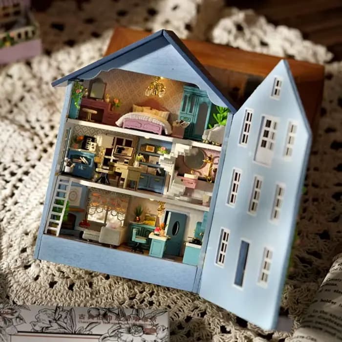 Kit de maison de poupée Miniature en bois, bricolage, assemblage mignon fait à la main, Mini modèle de maison, jouet de décoration, cadeau de Festival parfait pour les filles