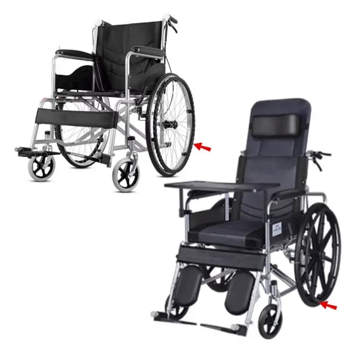 Roue arrière ALWAYSME de 24 pouces avec poignée de garniture pour fauteuils roulants