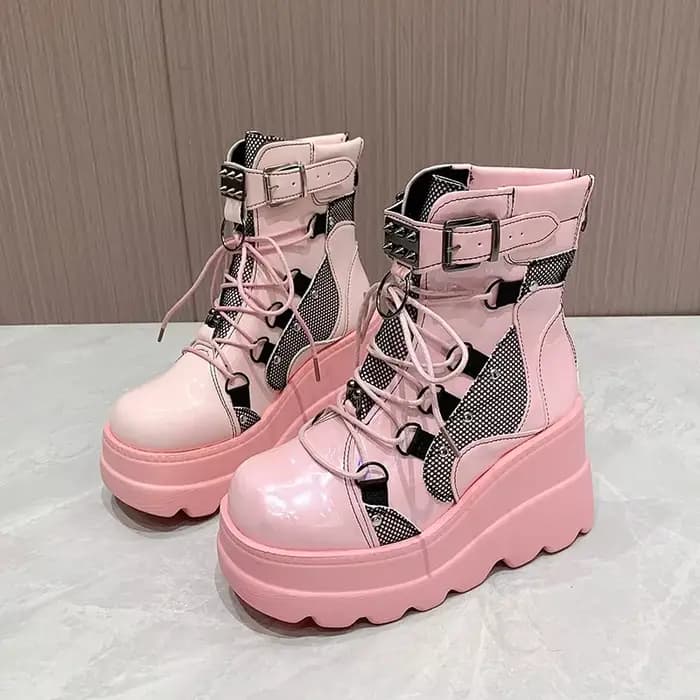 Bottines à plateforme et talons hauts pour femme, chaussures courtes, nouveau Design à la mode, fermeture éclair, Cosplay, automne 2024