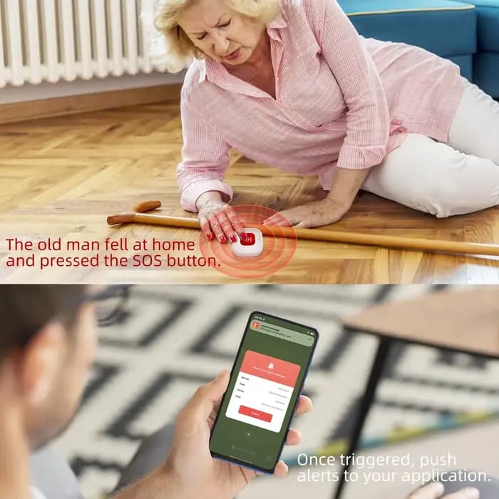 Tuya WiFi Smart SOS – Bouton d'appel d'urgence sans fil pour personnes âgées et patients