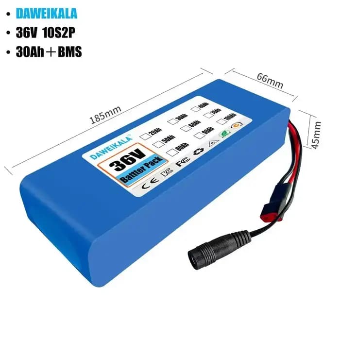 Batterie au lithium pour scooter électrique, 10S2P, 36V, 30000mAh, 500W