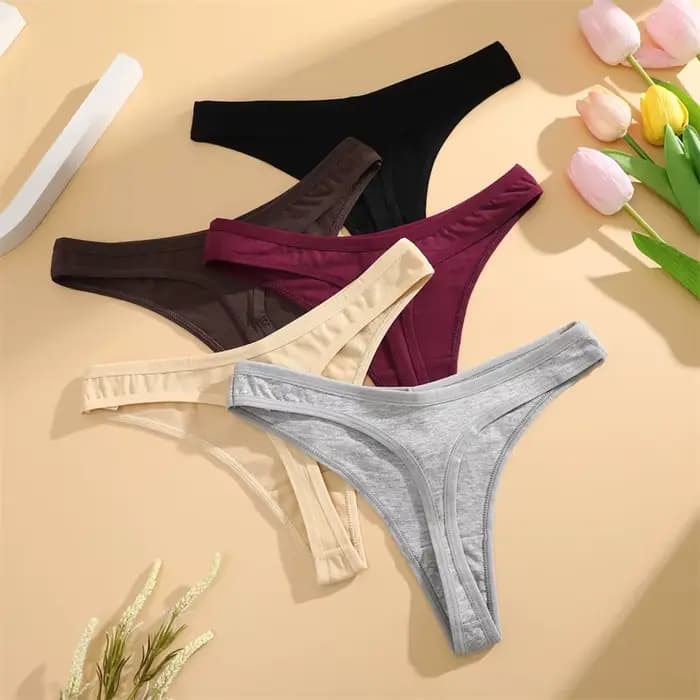 5 pièces/ensemble coton sous-vêtement confort pour femmes Sexy taille basse respirant tongs filles solide Sport culotte Stretch G-string Lingerie