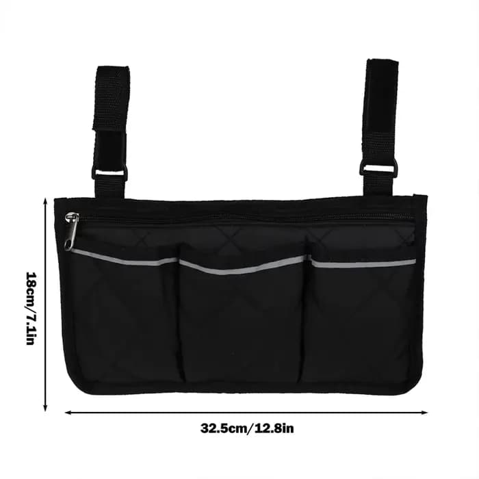 Sac de rangement latéral pour accoudoir de fauteuil roulant