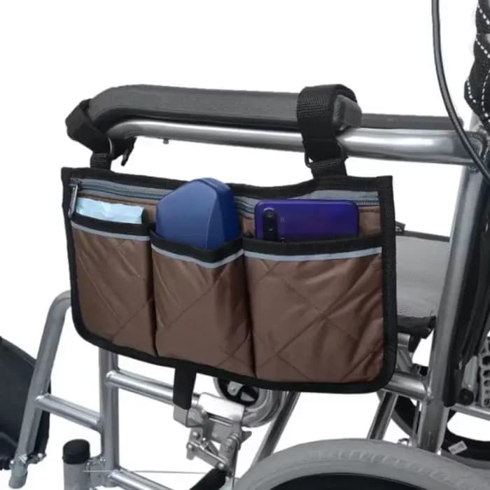 Sac de rangement latéral pour accoudoir de fauteuil roulant