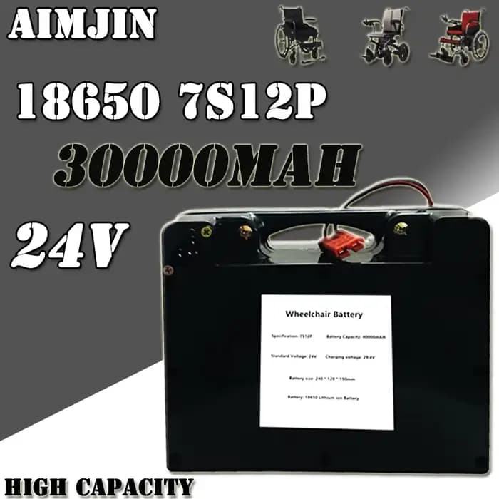 Batterie lithium-ion rechargeable 24V 30ah~80ah pour fauteuil roulant électrique