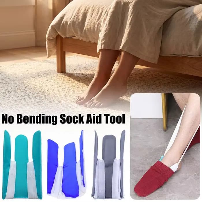Outil d'aide à la mise des chaussettes sans pliage - Poignée ergonomique en ABS durable pour les personnes âgées