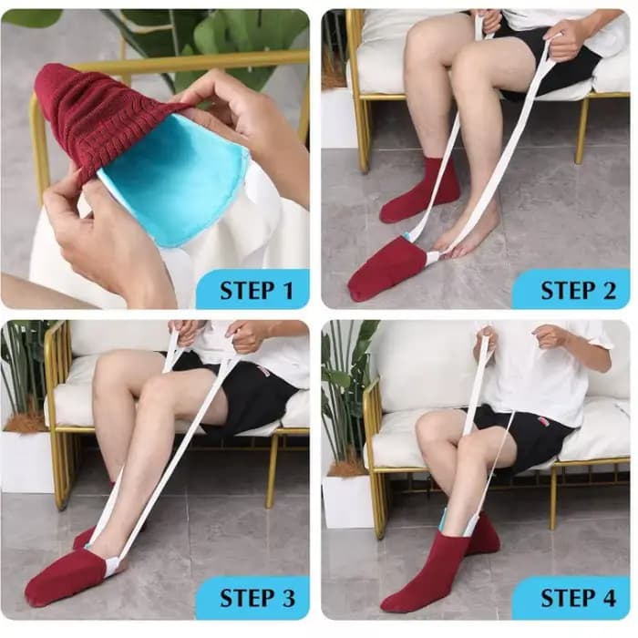 Aucune flexion requise Outil d'aide au chaussette facile – Poignée ergonomique ABS durable pour personnes âgées