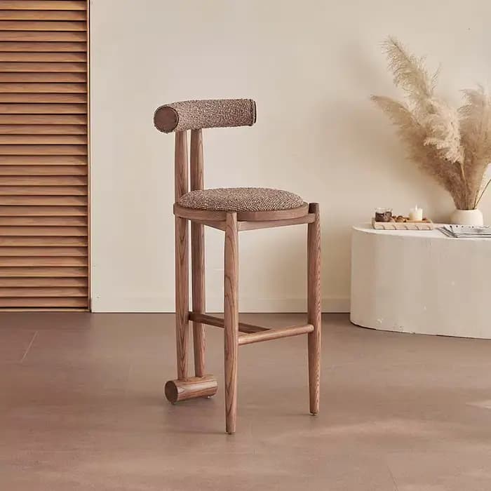Chaise de bar contemporaine en bois, confortable, classique, style mid-century, pour cuisine, mobile, rembourrée, Krzeslo Barowe, mobilier de club