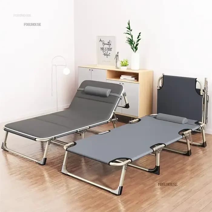 Lit pliant simple, lit de sieste simple pour la maison, lit de sieste multifonctionnel pour le bureau et l'extérieur, chaise inclinable réglable à quatre positions Amagi