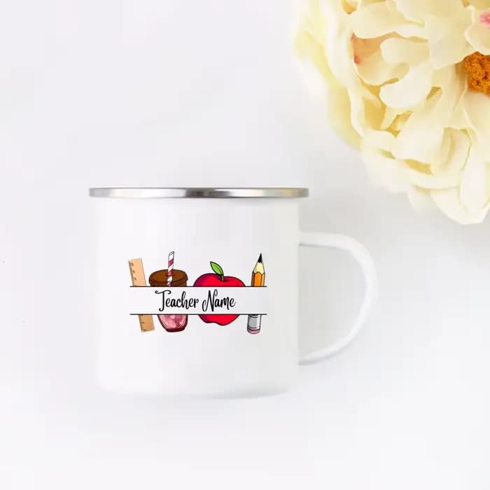 Tasse d'enseignant personnalisée avec nom, merci d'avoir aidé à moi, cadeau de croissance, cadeaux d'appréciation pour enseignant primaire, tasse à café