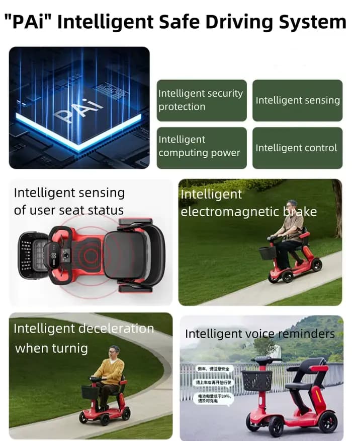 Scooter électrique pliant 36V 250W pour handicapés