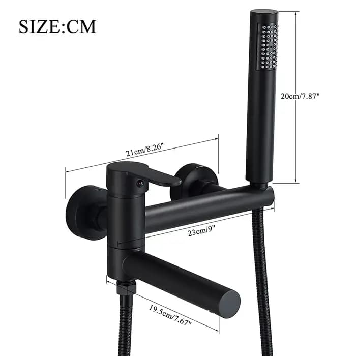 Robinet de baignoire noir, cascade murale, système de douche de bain intégré dans la baignoire murale, robinet mitigeur de douche