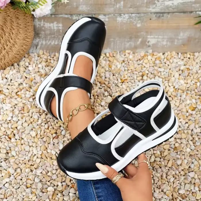 Sandales compensées respirantes pour femmes, nouvelle collection été 2026, mode creuse, chaussures de marche décontractées antidérapantes pour l'extérieur, confortables