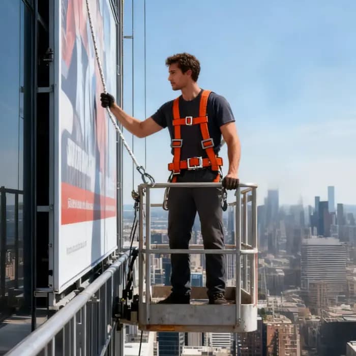 Kit de protection antichute avec harnais de sécurité et longe amortissante pour travaux de toiture