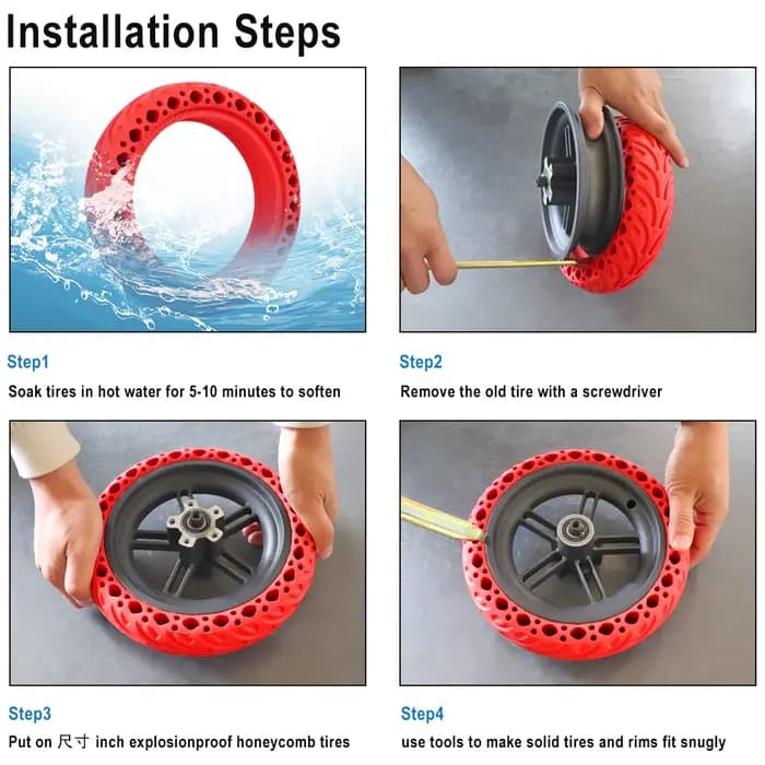Pneu solide 10 pouces 10x2.75 85/65 – 6.5 pour Scooter électrique Speedway 5 Dualtron 3