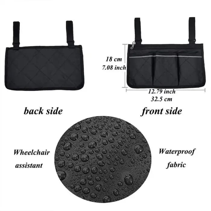 Sac de rangement latéral pour fauteuil roulant