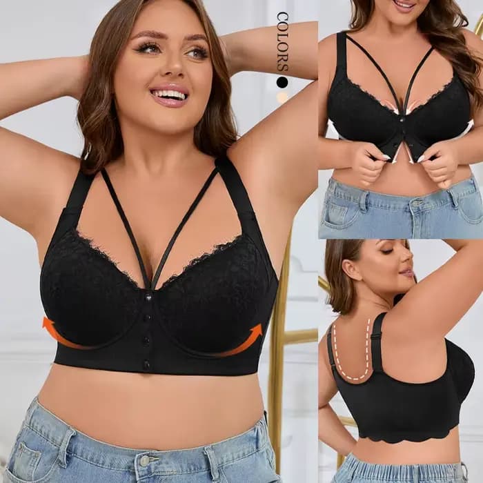 Soutien-gorge grande taille 0XL-8XL, fermeture frontale en dentelle, soutien à armatures, confortable, couverture complète, pour femmes