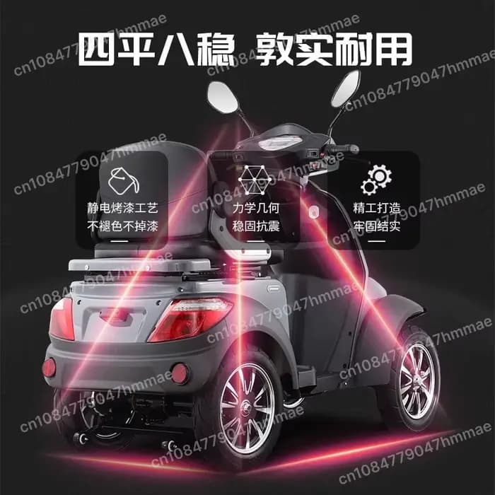 Déambulateur électrique à 4 roues de 500 W - Scooter pliable rapide pour personnes âgées et handicapées