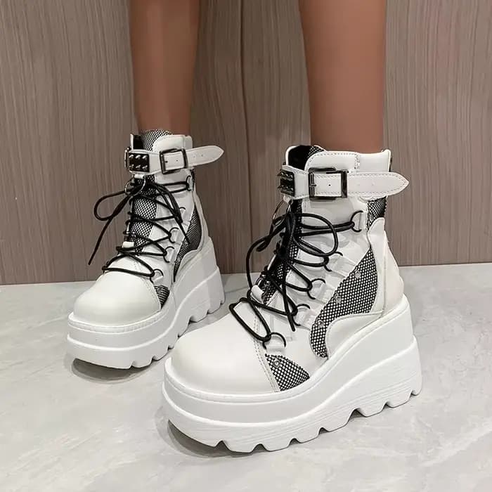Bottines à plateforme et talons hauts pour femme, chaussures courtes, nouveau Design à la mode, fermeture éclair, Cosplay, automne 2024