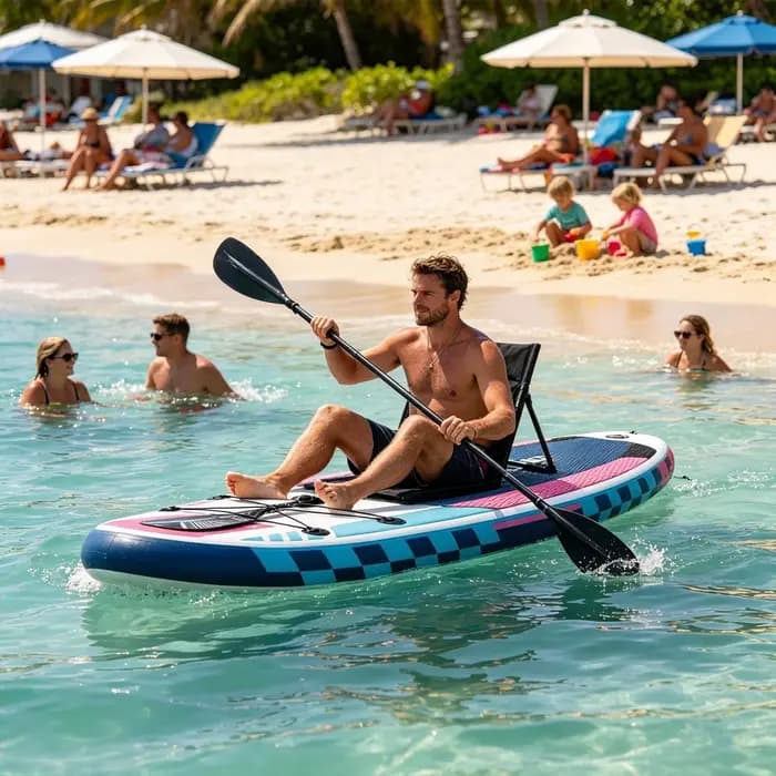 Chaise de camping pliable d'extérieur, chaise inclinable simple pour jardin, parc, pique-nique, camping, bateau, canoë, kayak avec coussin de dossier