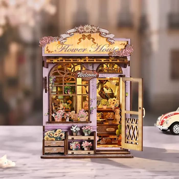 Kit de maison de poupée miniature en bois à construire soi-même, modèle de puzzle 3D, jouet pour enfants, maisonnette, kit de coin lecture, maison miniature à construire