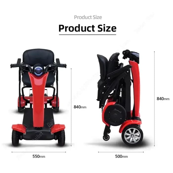 Scooters de mobilité pour personnes âgées avec véhicule électrique pliable à distance à 4 roues adultes Scooter
