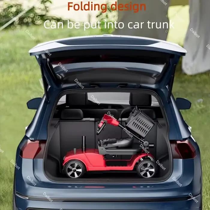 Aucune Installation requise Scooter électrique pliant à 4 roues pour personnes âgées avec siège d'accoudoir ajusté petit