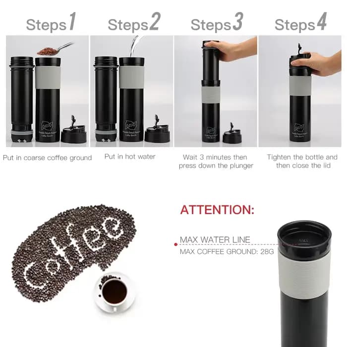 ICafilas 350ML café thé Portable presse française cafetière bouteille