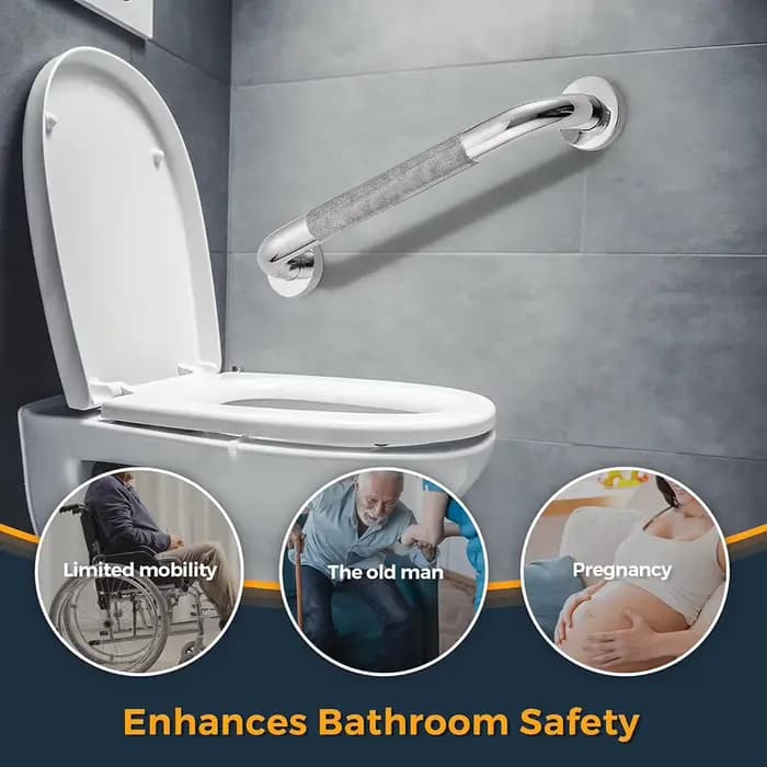 Barre d'appui de douche en acier inoxydable pour personnes âgées