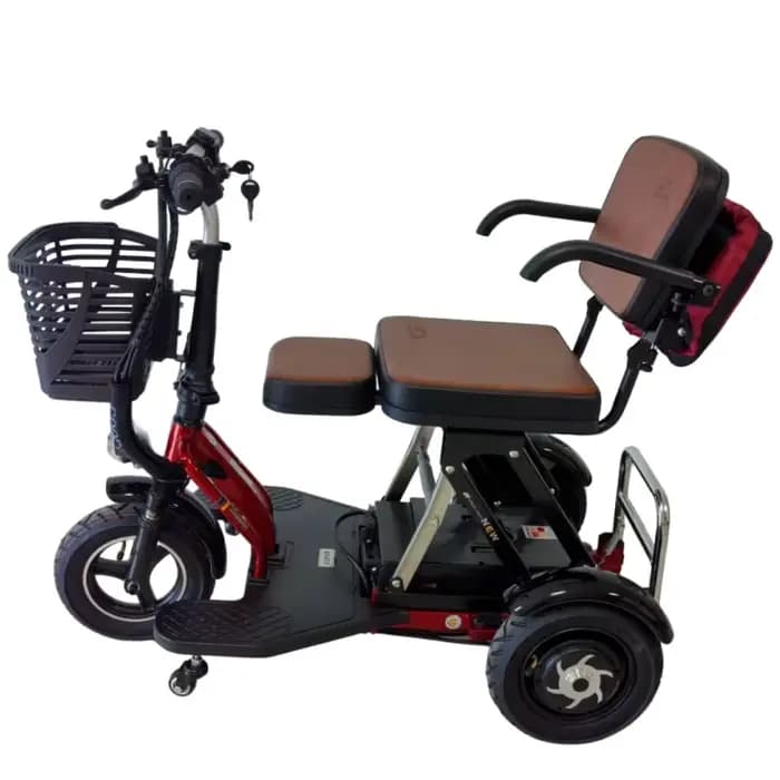 Nouveau Tricycle électrique pliant Senior Scooter double moteur avec siège pour enfants/tige de traction 700W