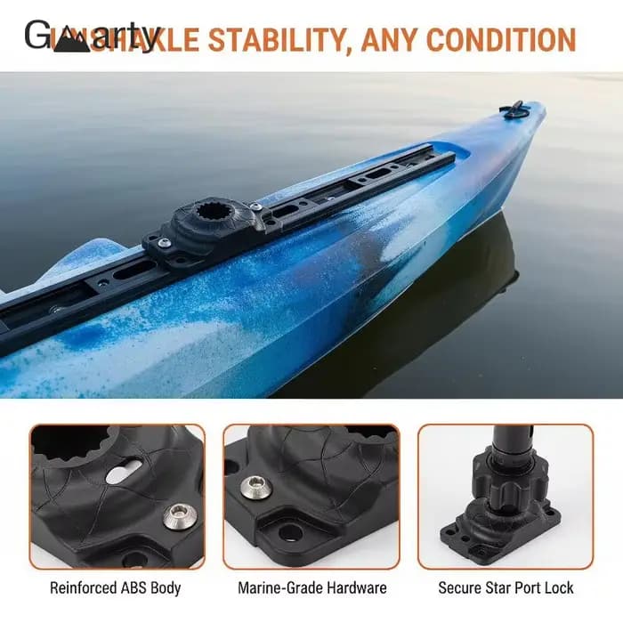 Base de montage robuste pour kayak, avec structure résistante à la rouille et à l'eau, installation facile, parfaite pour la pêche en kayak et le canoë.