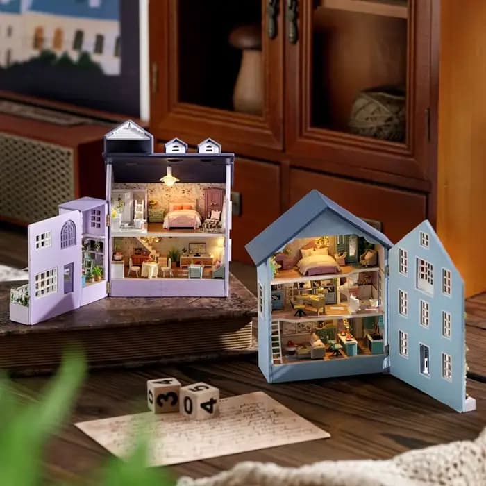 Kit de maison de poupée Miniature en bois, bricolage, assemblage mignon fait à la main, Mini modèle de maison, jouet de décoration, cadeau de Festival parfait pour les filles