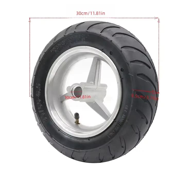Scooter électrique 90/65-6.5, pneu à rayures rouges et vertes de 11 pouces, moyeu en aluminium avant et arrière 90/65-6.5